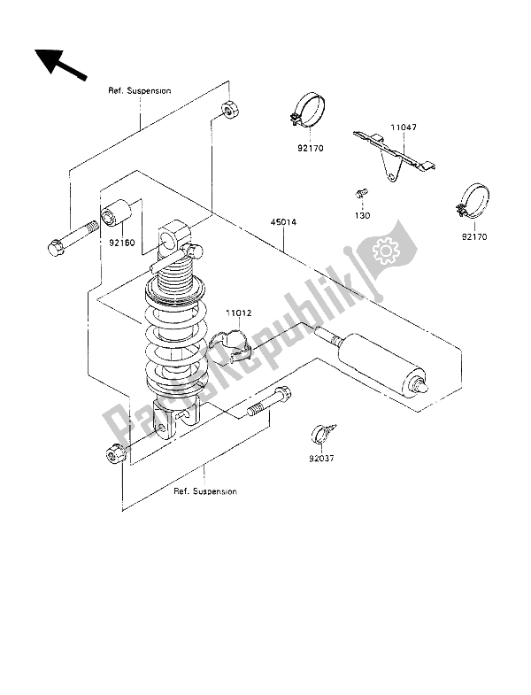 Todas as partes de Amortecedor do Kawasaki ZZ R 1100 1991