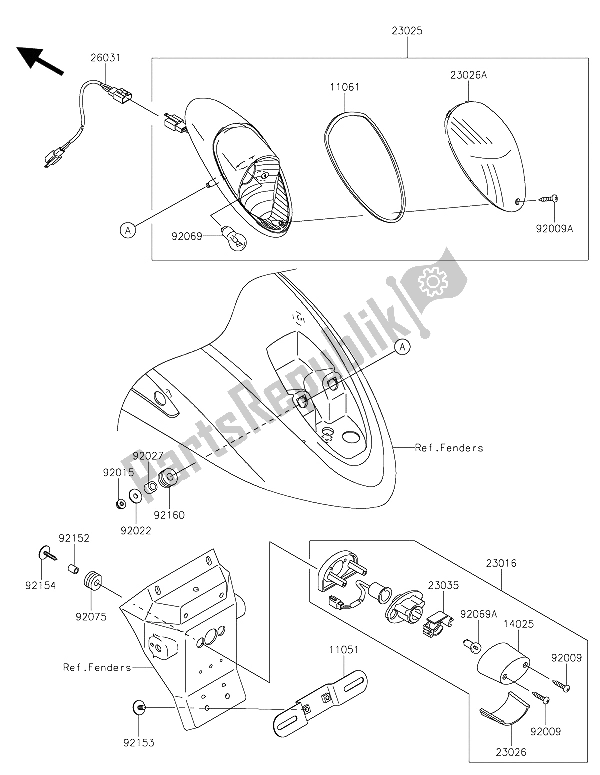 Tutte le parti per il Luci Posteriori) del Kawasaki VN 900 Custom 2015