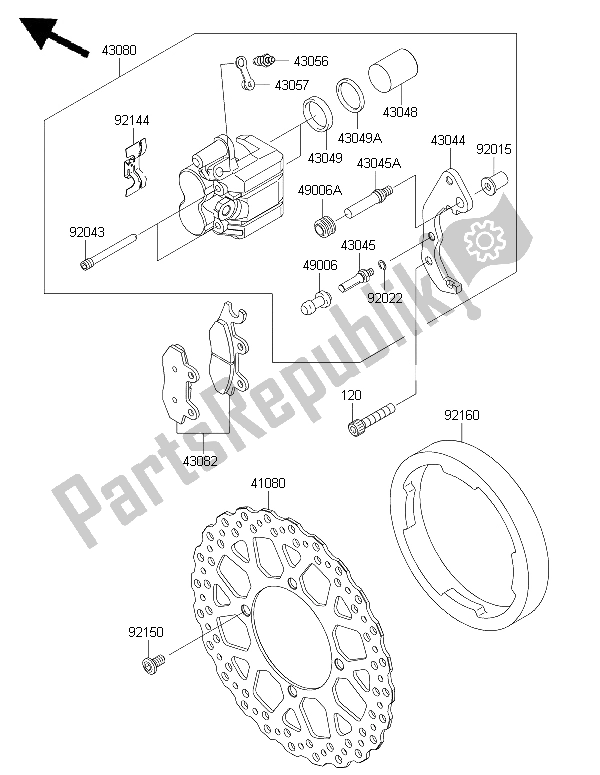 Alle onderdelen voor de Voor Rem van de Kawasaki KLX 250 2015