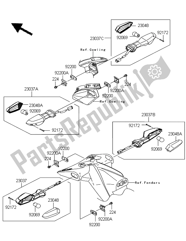 Tutte le parti per il Indicatori Di Direzione del Kawasaki Z 750R 2012