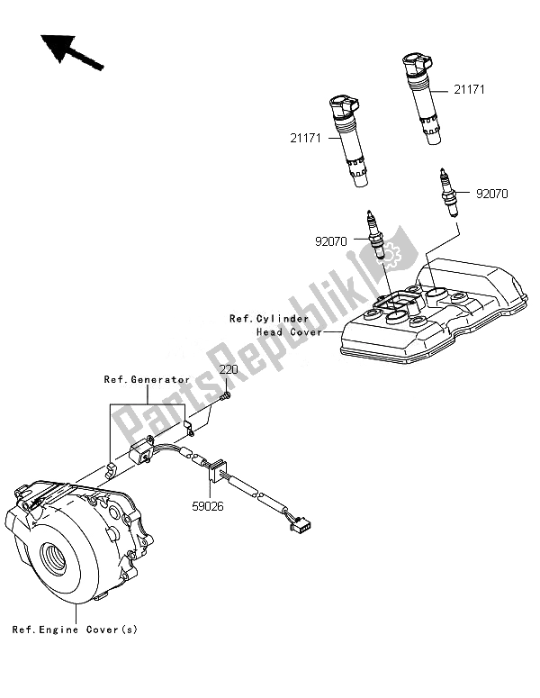 All parts for the Igntion System of the Kawasaki Ninja 250R 2011