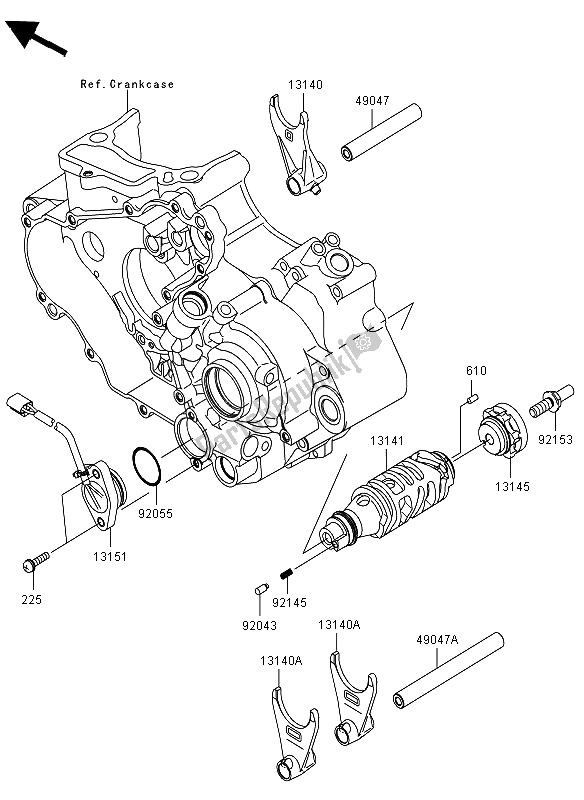 All parts for the Gear Change Drum & Shift Fork(s) of the Kawasaki KFX 450R 2012