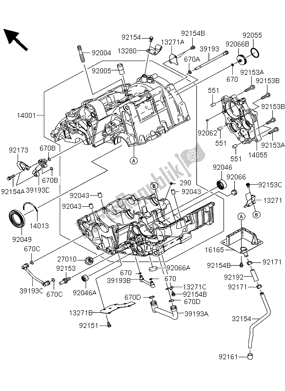 Alle onderdelen voor de Carter van de Kawasaki Versys ABS 650 2013