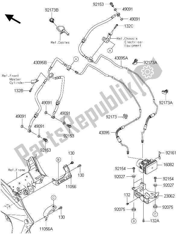 Toutes les pièces pour le Tuyauterie De Frein du Kawasaki Versys 1000 2015