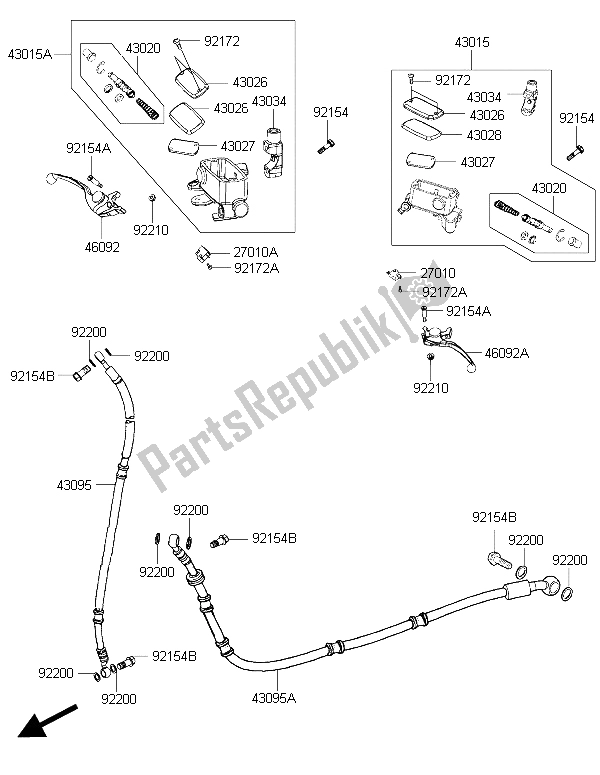 All parts for the Master Cylinder of the Kawasaki J 300 2015