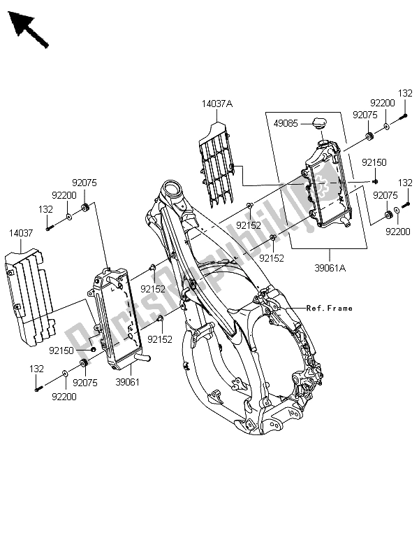 All parts for the Radiator of the Kawasaki KLX 450 2013