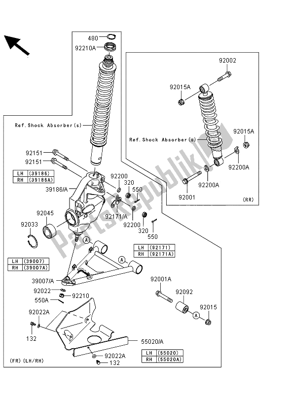 All parts for the Suspension of the Kawasaki KVF 360 4X4 2012