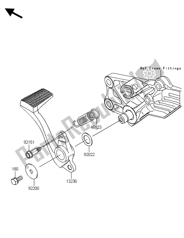 Alle onderdelen voor de Rempedaal van de Kawasaki 1400 GTR ABS 2014