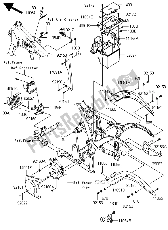 All parts for the Frame Fittings of the Kawasaki VN 900 Custom 2012