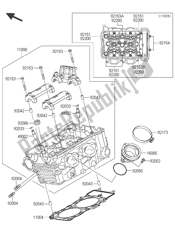 Tutte le parti per il Testata del Kawasaki ER 6N ABS 650 2016