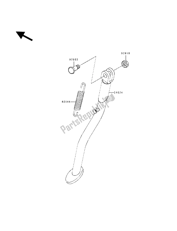 Alle onderdelen voor de Staan van de Kawasaki KDX 125 1992