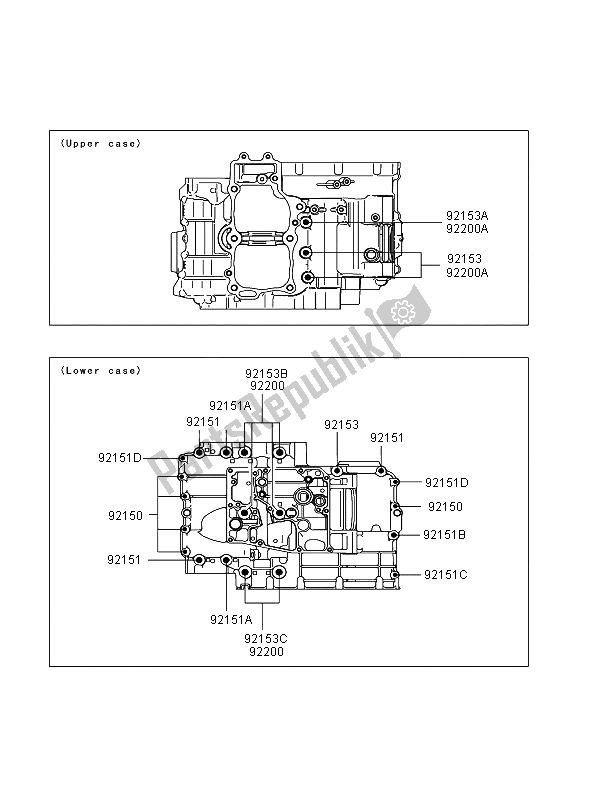 All parts for the Crankcase Bolt Pattern of the Kawasaki Versys ABS 650 2008