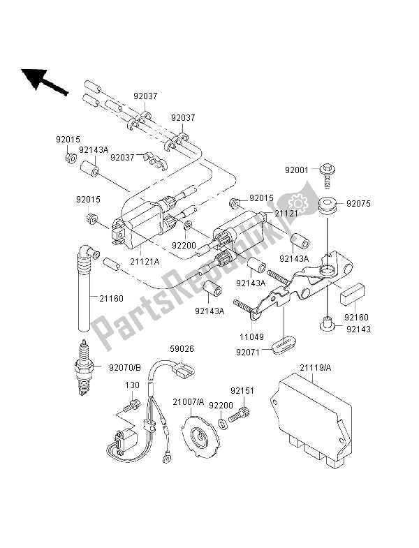 All parts for the Ignition System of the Kawasaki Ninja ZX 7 RR 750 1997