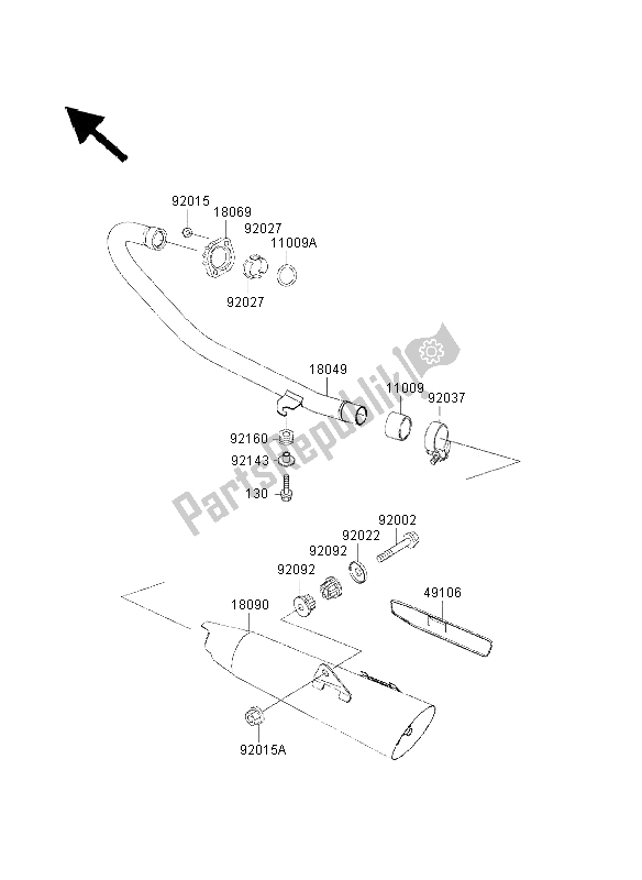 Tutte le parti per il Silenziatore del Kawasaki Eliminator 125 2000