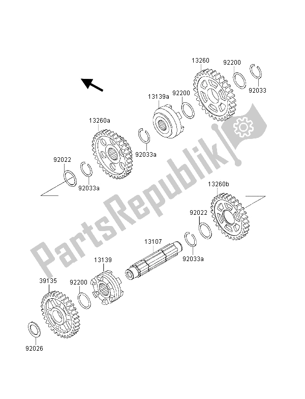 All parts for the Gear Change Drum & Shift Fork of the Kawasaki KVF 400 4X4 2001