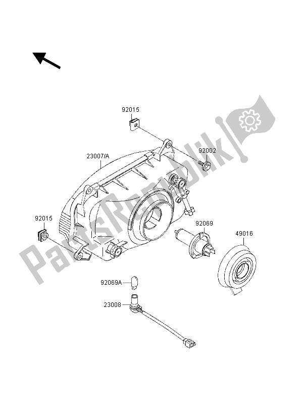 All parts for the Headlight of the Kawasaki ZZ R 600 1998