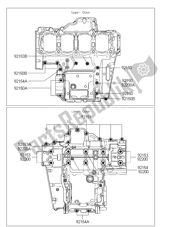 All parts for the Crankcase Bolt Pattern of the Kawasaki Z 1000 ABS 2015