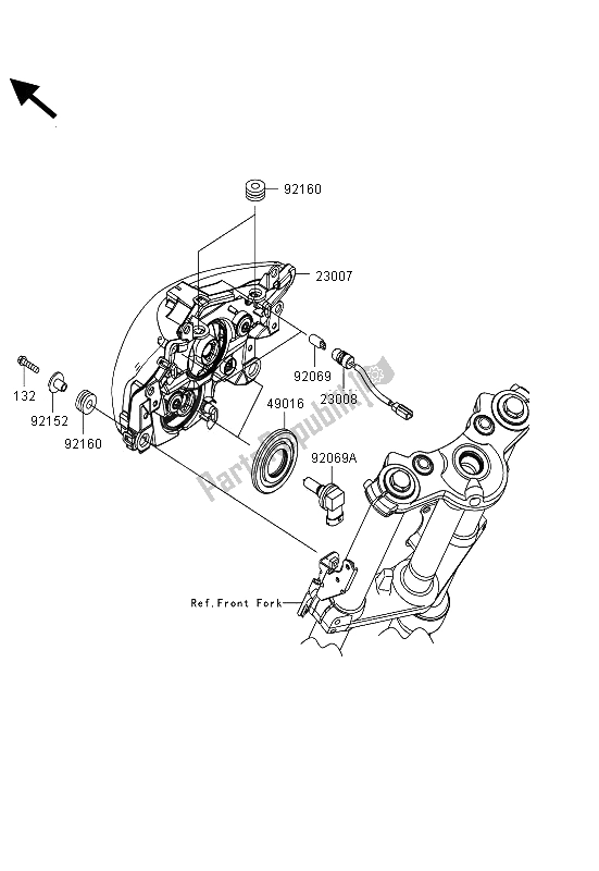 Alle onderdelen voor de Koplamp (en) van de Kawasaki ER 6N 650 2013