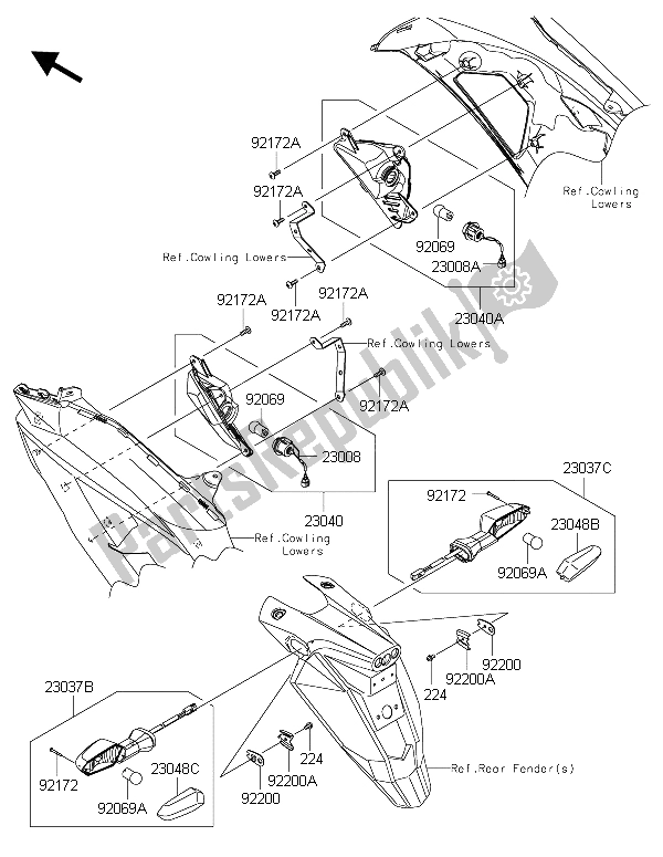 Toutes les pièces pour le Clignotants du Kawasaki ER 6F ABS 650 2015