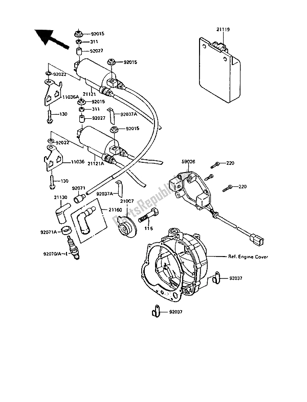 Alle onderdelen voor de Ontbrandingssysteem van de Kawasaki GPZ 550 1985