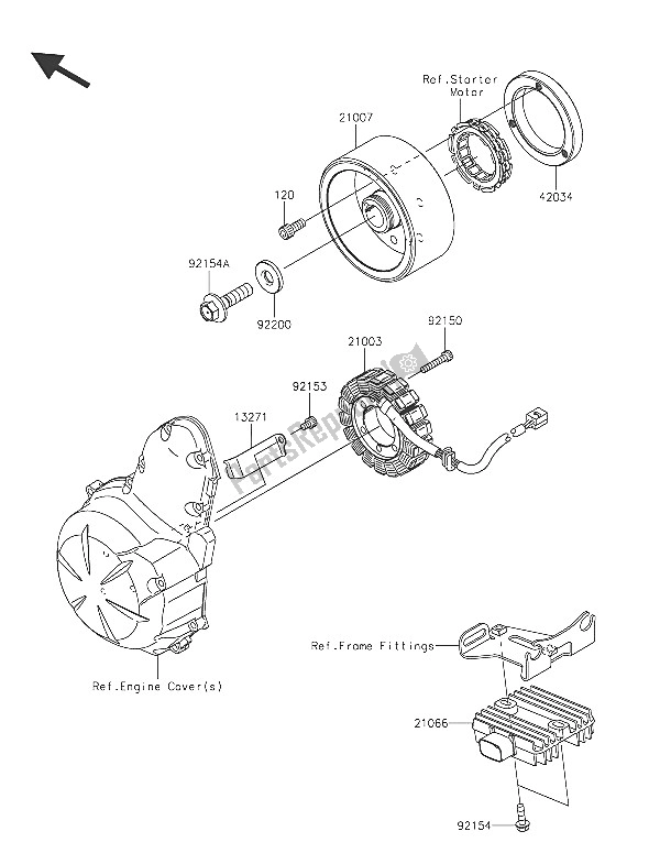 Alle onderdelen voor de Generator van de Kawasaki ER 6F 650 2016