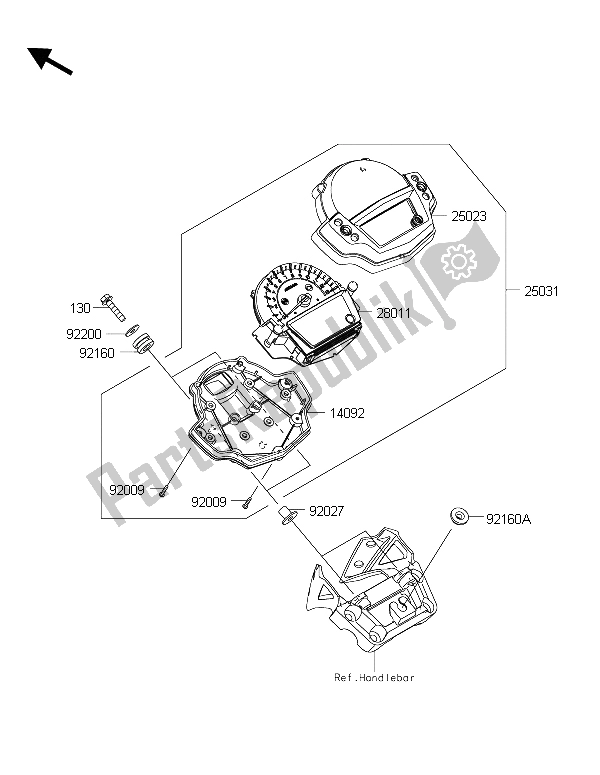 All parts for the Meter(s) of the Kawasaki ER 6N ABS 650 2015