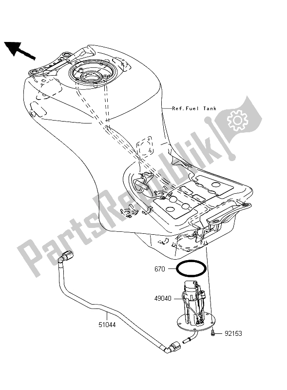 Alle onderdelen voor de Benzine Pomp van de Kawasaki 1400 GTR 2009
