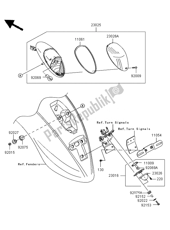 All parts for the Taillight of the Kawasaki VN 900 Classic 2007