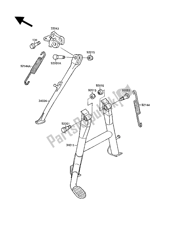 Alle onderdelen voor de Stand (en) van de Kawasaki GPX 750R 1987