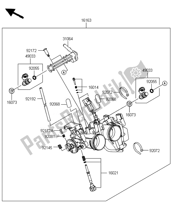 All parts for the Throttle of the Kawasaki Ninja 300 ABS 2014