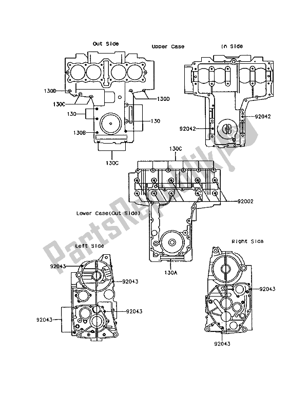 Tutte le parti per il Modello Del Bullone Del Basamento del Kawasaki GT 750 1994