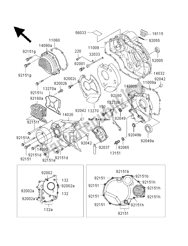 Toutes les pièces pour le Couvert De Moteur du Kawasaki ZRX 1100 1999