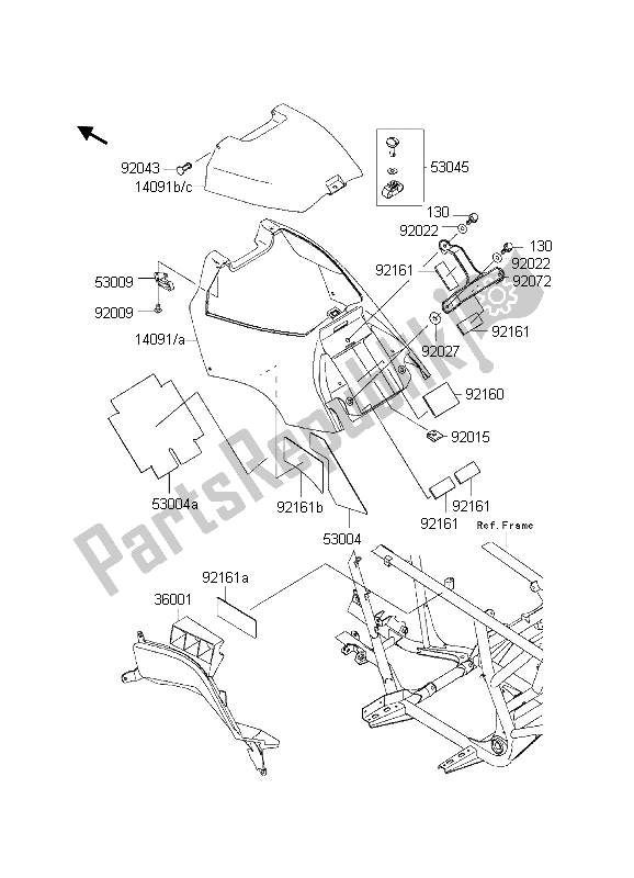 All parts for the Side Covers of the Kawasaki KVF 650 4X4 2003