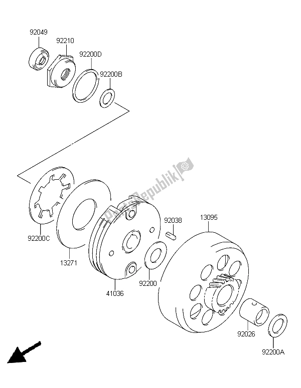 All parts for the Clutch of the Kawasaki KFX 50 2006