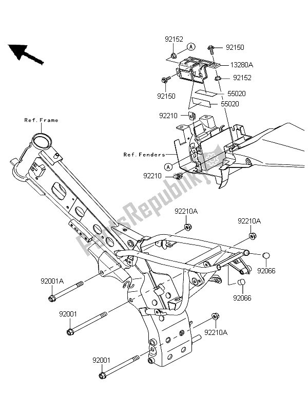 All parts for the Engine Mount of the Kawasaki KLX 110 2011