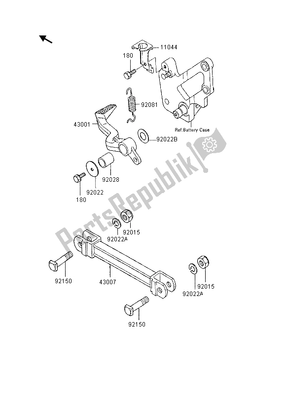 All parts for the Brake Pedal of the Kawasaki GPX 600R 1995