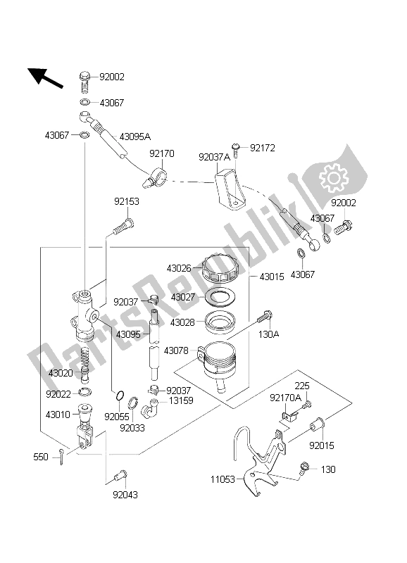 Todas as partes de Cilindro Mestre Traseiro do Kawasaki Ninja ZX 6 RR 600 2004