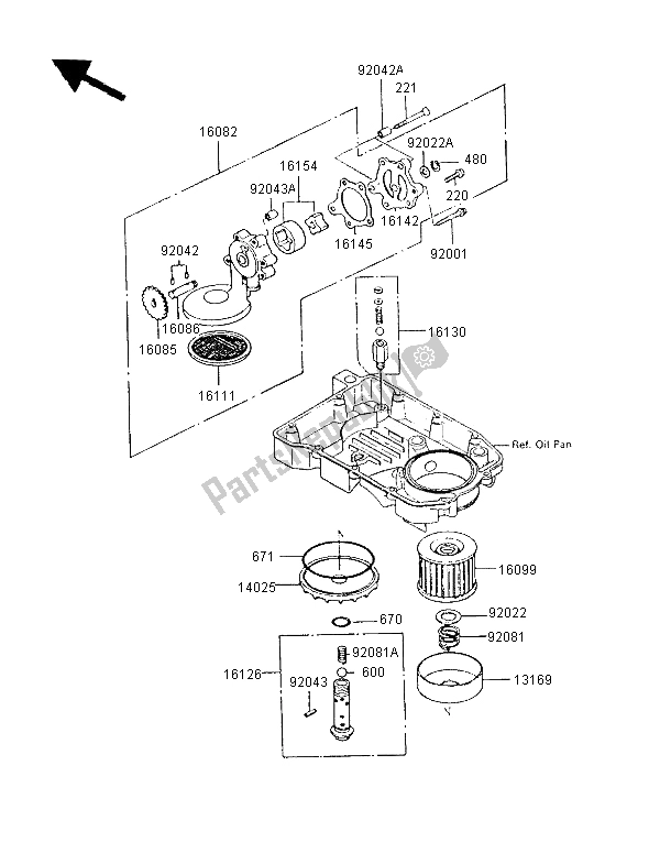 Todas las partes para Bomba De Aceite de Kawasaki GPX 600R 1997