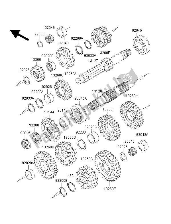 Tutte le parti per il Trasmissione del Kawasaki Ninja ZX 7 RR 750 1997