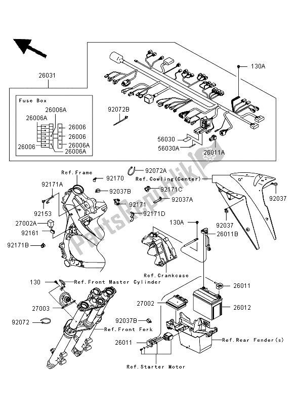 All parts for the Chassis Electrical Equipment of the Kawasaki ER 6F 650 2006