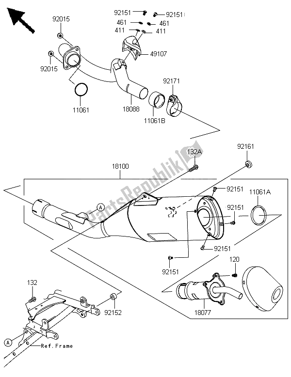 All parts for the Muffler of the Kawasaki KLX 450 2013