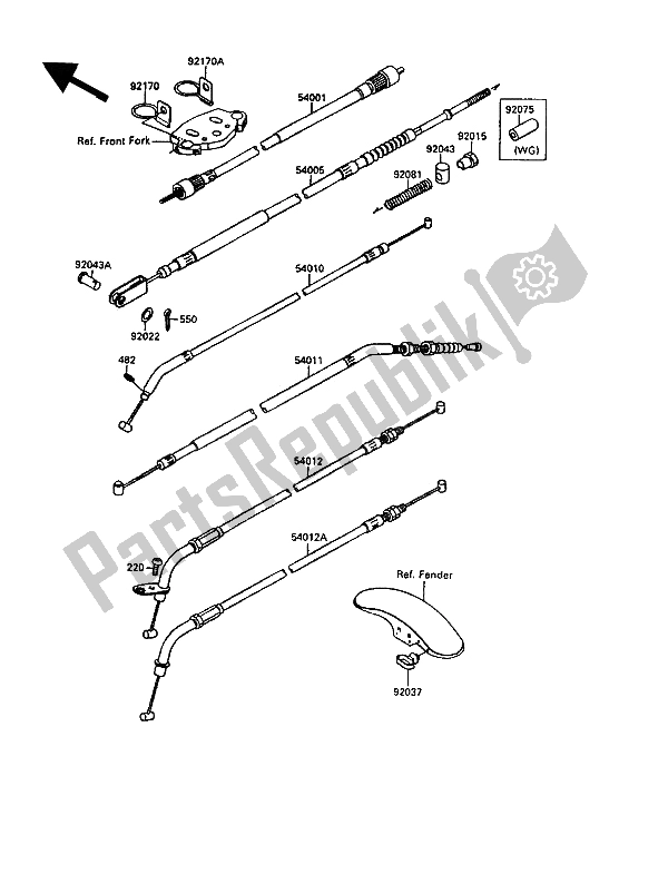 Tutte le parti per il Cavi del Kawasaki EN 500 1990