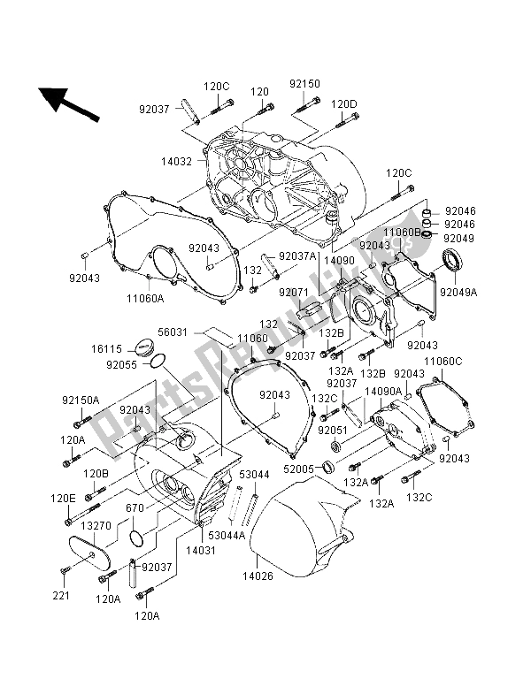 Toutes les pièces pour le Couvert De Moteur du Kawasaki VN 800 1998