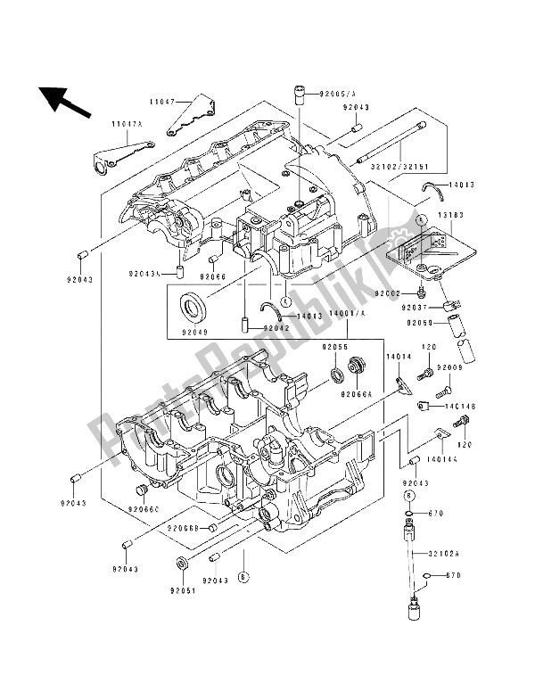 Todas las partes para Caja Del Cigüeñal de Kawasaki ZXR 400 1993