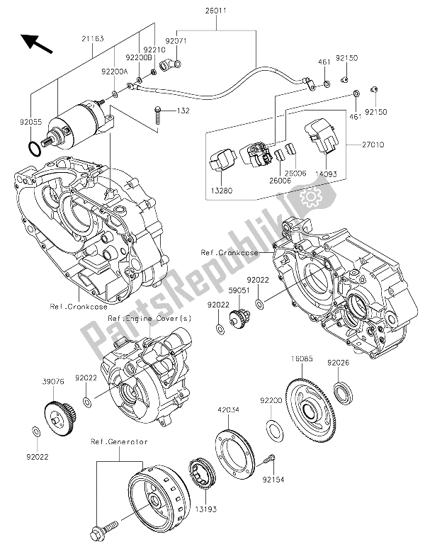 Alle onderdelen voor de Startmotor van de Kawasaki Z 250 SL 2015