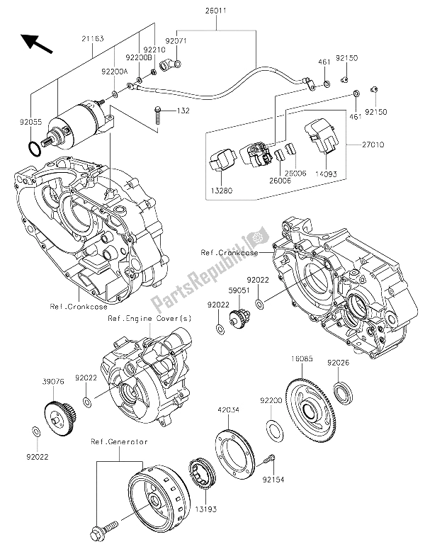 All parts for the Starter Motor of the Kawasaki Z 250 SL 2015