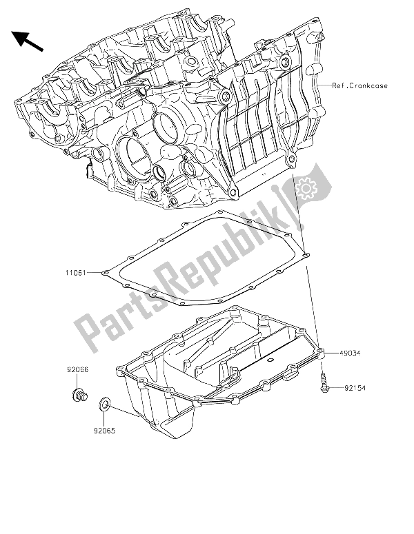 Toutes les pièces pour le Carter D'huile du Kawasaki Ninja H2R 1000 2015