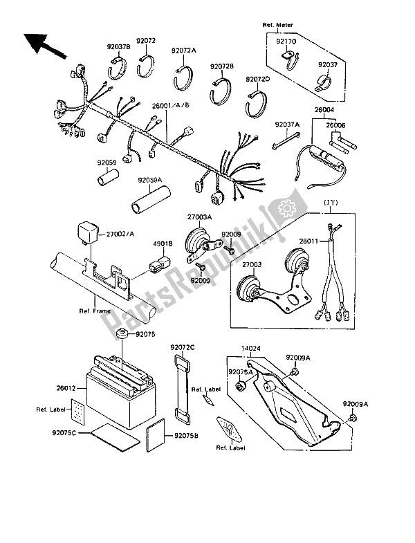 Todas las partes para Equipo Eléctrico Del Chasis de Kawasaki KMX 125 1987