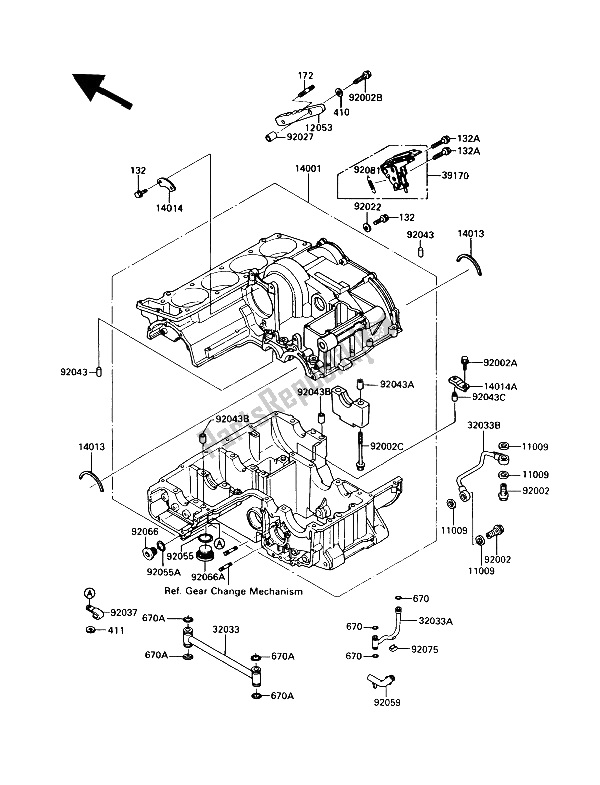 Todas las partes para Caja Del Cigüeñal de Kawasaki GPZ 900R 1989