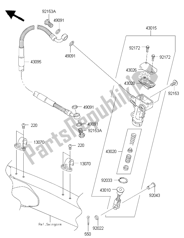 Tutte le parti per il Pompa Freno Posteriore del Kawasaki KLX 450R 2015